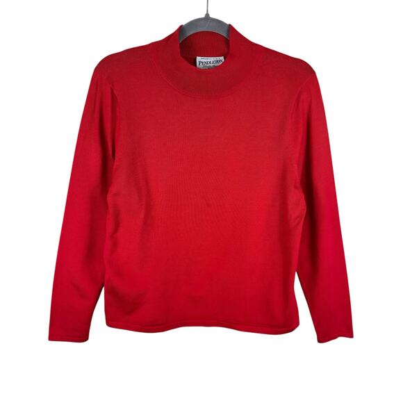 Pendleton Vintage Red Silk Nylon Mock Neck Lightweight Pullover Sweater Size MP - Picture 1 of 5